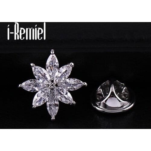 I-Remiel Copper Trendy Rushed New Broche Pin Small Brooch Popular Personality Star Plated High Grade Zircon Shirt Collar