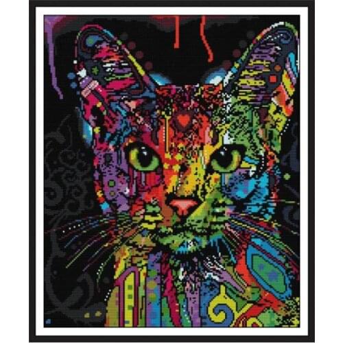 Joy Sunday Cross Stitch Animals Paintings Cross Stitch Printed Cat In Seven Colors Cross Stitch Kits Embroidery Needlework Sets