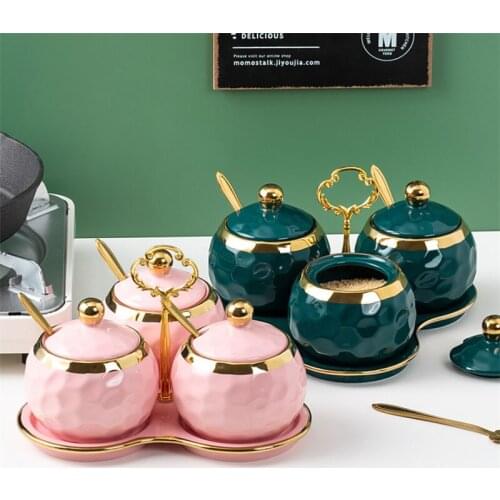 Nordic Ceramic Spice Jars Set Household Seasoning Box Condiment Storage Bottle Salt and Pepper Shakers Kitchen Cooking Tools