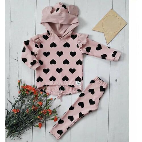 3PCS Baby Girl Clothes Set Autumn Winter Toddler Kid 3D Ear Hooded Sweatshirt Pullovers Tops+Ruffles Plaid Pants Outfits