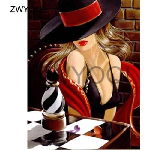 Round Diamond mosaic woman hat piece 5D DIY Diamond embroidery woman Full Square Diamond painting Cross stitch woman hat piece