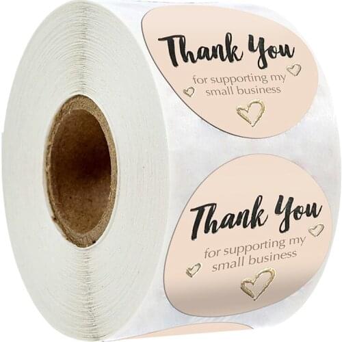 Round Thank You For Supporting My Small Business Hand Made Labels Stickers Gift