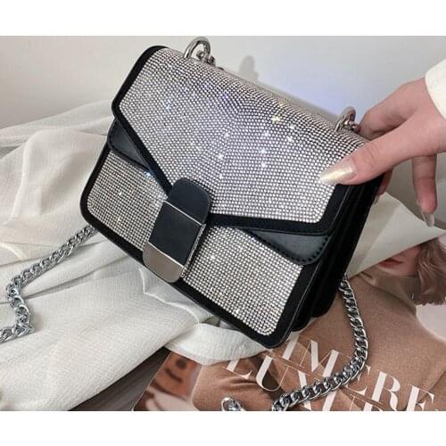 Diamond Square Crossbody bag 2021 Fashion New High-quality PU Leather Womens Designer Handbag Chain Shoulder Messenger Bag