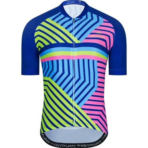 KEYIYUAN Summer Men Cycling Jersey 2021 Short Sleeve MTB Road Bike Shirt Jersey Clothing Bicycle Top Mallots Ciclismo Hombre