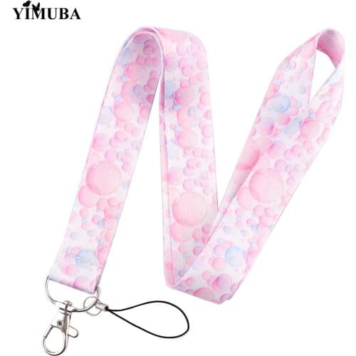 Trendy Pink Bubbles Creative Lanyards Keychain Mobile Phone Hang Rope Sweet Cool Style Neck Straps Neckband Keyring Accessories