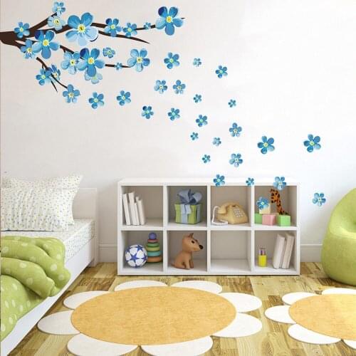 Newstyle blue plum Wall Sticker art Decals Living Room sofa bedroom wall background decorations Plum Blossom Stickers Wallpaper