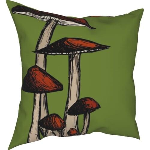 Mushroom Family Pillowcase Printed Fabric Cushion Cover Gift Throw Pillow Case Cover Home Square 40X40cm