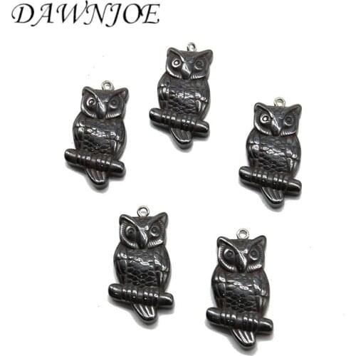 1/5pcs 33x19mm AAA Natural stone Owl Non-Magnetic Hematite Pendant DIY Making Bracelet Necklace Jewelry Supplies Finding