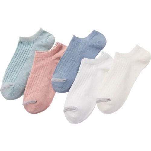 Simple Women Socks Solid Color Womens Boat Socks Comfortable Cotton Ankle Socks Casual Shallow Mouth Socks Female Sox
