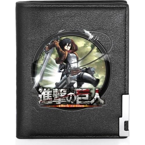 2021 New Fashion Attack on Titan Printing Leather Wallet For Men Credit Card Holder Short Purse