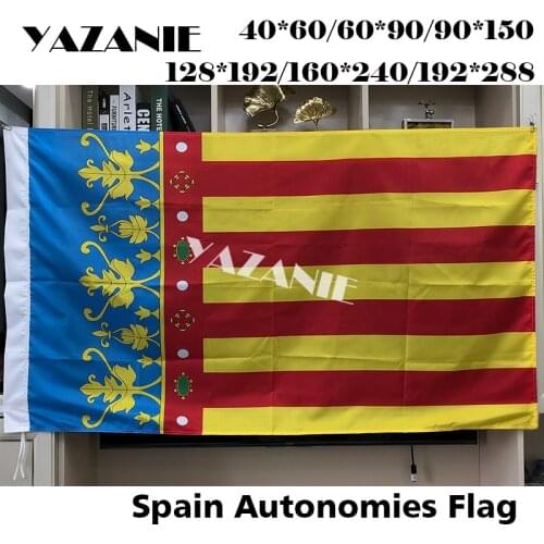 YAZANIE Single or Double Sided Spain Spanish the Senyera Coronada Flag of Valencia ESP ES Espana National Flag For Decoration