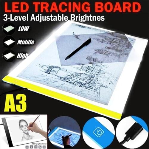 A3 Graphic Tablet LED Tracing Light Box Trace Ultra Thin Stepless Dimmable Brightness Artcraft Light Table Pad Board with Scale