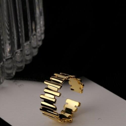 S925 Silver Vertical Stripe Irregular Simple Ring