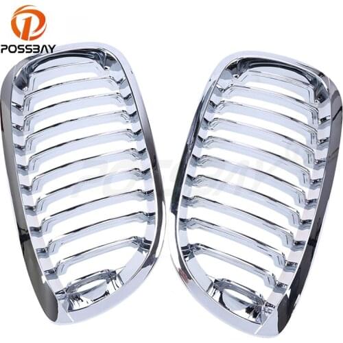 POSSBAY 1 Pair Chrome Plating Front Kidney Grilles for BMW 3-Series E46 Coupe 2003/2004-2006 2 Door Facelift Auto Racing Grill