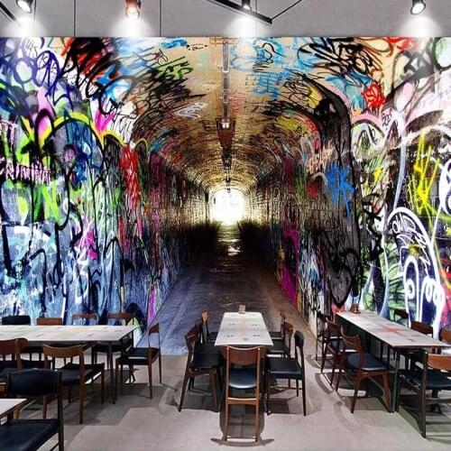 Retro Nostalgic 3D Space Graffiti Poster Photo Background Wall Paper Waterproof Canvas Painting For Living Room Mural Wallpaper