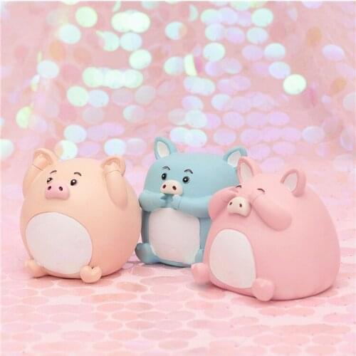 7-Three No Hogs Pink Savings Bank Creative Gifts for Children Birthday Gift Resin Home Decor Home Decoration Accessories