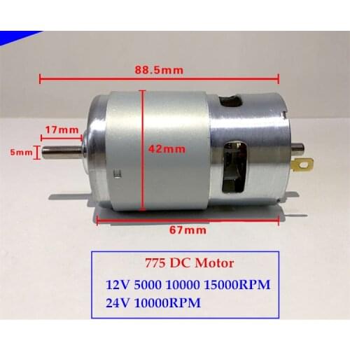 Ball bearing 775 violence super high speed motor For car model ship model motor 12v 24V 10000 15000RPM 755 power tool DC motor