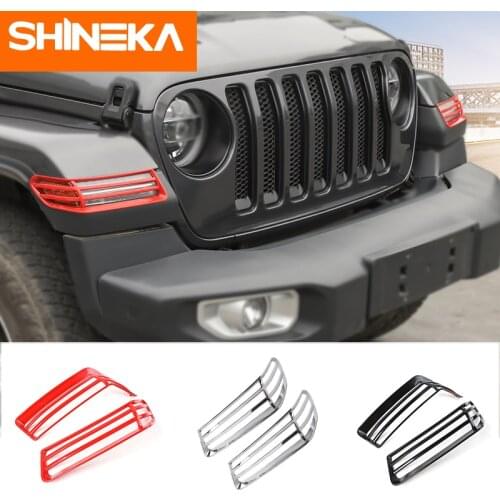 SHINEKA Lamp Hoods ABS Car ABS Wheel Eyebrow Lampshade Protection Headlight Trim Cover For Jeep Wrangler Sahara JL 2018