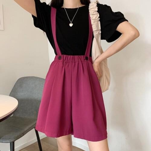 Summer High Waist Draped Shorts Women Casual Loose Ladies Fashion Overalls Elastic Waist Female Removable Straps Harajuku Shorts