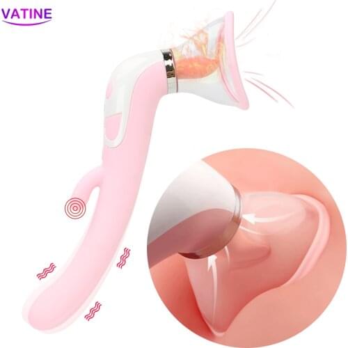 Heat Strong Tongue Lick Suck Vibrator Clitoris Nipple Massage Big Dildo Anal Plug Sex Toys for Women Female Breat Enlargement