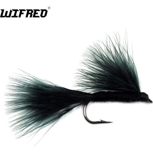 WIFREO 10PCS 6# Black Streamer Fly Fake Fishing Bait Mini Fish Lures Bugger Fly Trout Fishing Lure