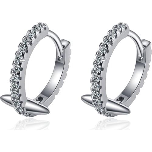 New 925 Silver Rivet Ear Buckle Female Diamond Black Gold Earring Keel Ins Wind Earrings