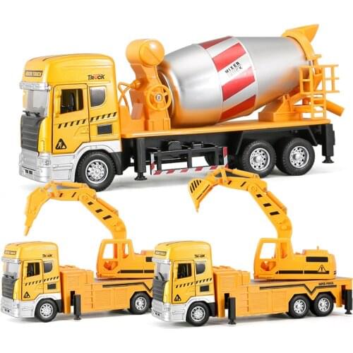 21cm Sound Light Excavator Mixer Truck Model 1:36 Alloy Diecast Engineering Vehicle Educational Toy Car for Boys Children Y185
