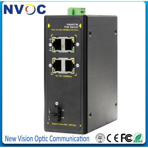 5ports Full Gigabit Industrial Ethernet PoE Switch,4*10/100/1000M POE Ports+1*1000M SFP Unmanaged Industrial PoE Switch,DC48-57V