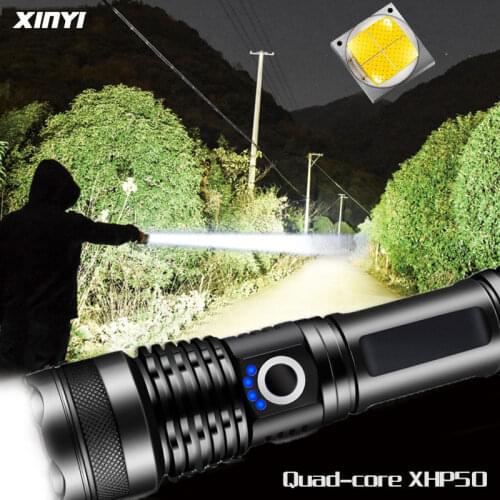 80000LM Powerful Led Flashlight XHP50 flashlight USB charging 5Mode Zoom led torch lanter 1*18650 battery For Camping Lamp