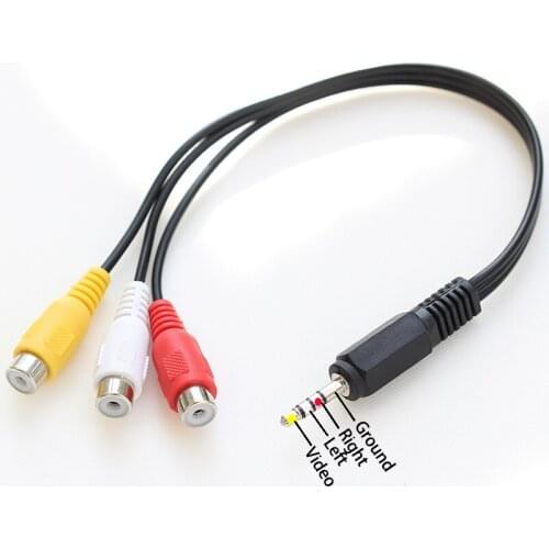 10pcs/lot 3.5mm Audio Video Adapters Gold Plated Mini Aux Male Stereo Right To 3 RCA Female AV Adapter Cable 28cm