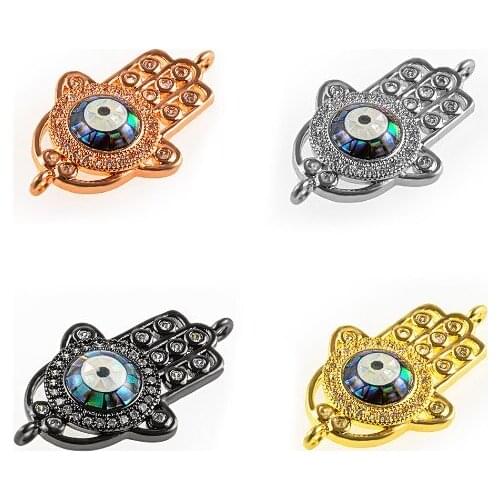 16*27mm fatima hand palm crystal micro pave cz zircon cubic zirconia beads copper silver gold plated bracelet accessories se42