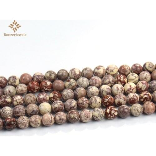 Natural Red and Cream Color Brecciated Imperial Jaspers Loose Spacer Beads For DIY Necklace Bracelet Jewelry Making 6/8/10/12MM