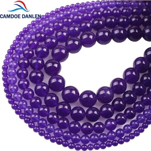 Natural Stone Beads Purple Chalcedony Stone Round Violet Round Beads 4 6 8 10 12MM DIY For Jewelry Bracelet Necklace Making