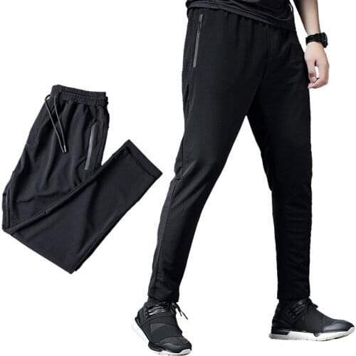 Ice Silk Quick Drying Men Sport Pants Jogging Leggings Running Pants Tight Gym Training Workout Exercises Football Trousers