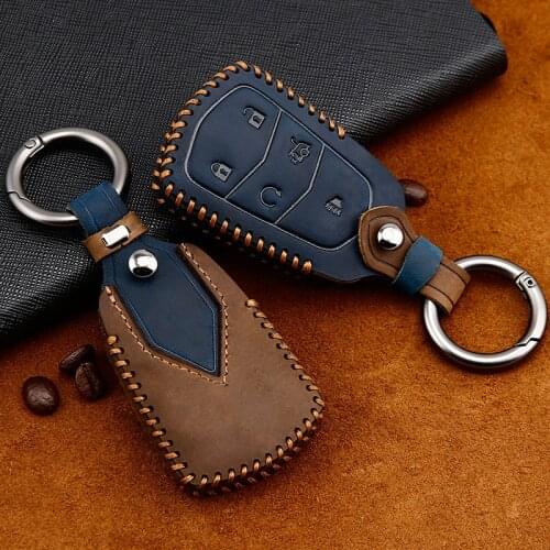 Genuine Leather Handmade Car Key Cover key Case For Cadillac CT6 ATS CTS-V CTS XTS XT5 ELR SRX Escalade
