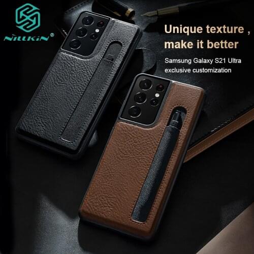 For Samsung Galaxy S21 Ultra Case Nillkin Aoge Luxuly Leather Case With Pen Slot Stylus S-Pen socket Pen For Galaxy S21 Ultra