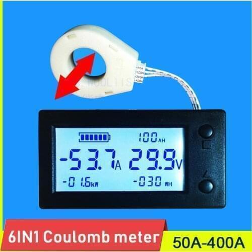 DC 300V ± 50A 100A 200A 400A Battery Monitor digital Voltage current power Capacity Voltmeter SOC Hall Sensor 12V 24V 36V 48V