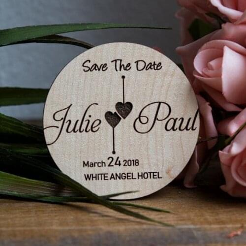 Arrow heart Wooden Magnets, Wedding Invitation, Wedding Announcement, Wooden Save the Date, Personalized Magnet, Boho Invitation