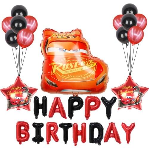 McQueen Car Cake Happy Birthday Foil Balloons Latex Balls Disney Theme Birthday Party Decorations Kids Gifts Toys Helium Globos