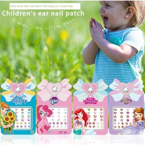 Disney girls Princess Frozen elsa Anna 3D earrings stickers Sophia Mickey Minnie kids Makeup DIY Toys phone decoration sticker