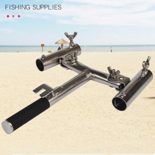 Double Pole Bracket Practical Fishing Rod Holder Fishing Tool Fishing Accessories Portable Foldable Adjustable