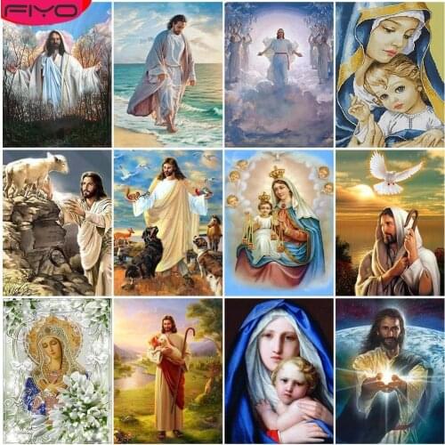 FIYO Diamond Painting Jesus Full Round Diamond Embroidery Religious Figures Picture Of Rhinestone 5D DIY Mosaic Home Deco