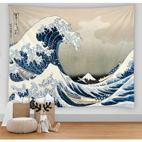 Mount Fuji, Japan Tapestry Art Printing Tapestry The Great Wave of Kanagawa Wall Hanging Decoration Household Japanese Tapestry