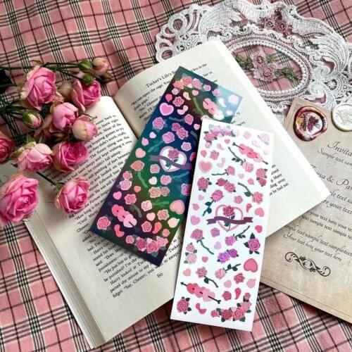 Kawaii Laser Flower Rose Stickers Scrapbooking Hand Account DIY Decoration Material Diary Album Cute Korean Stationery Sticker