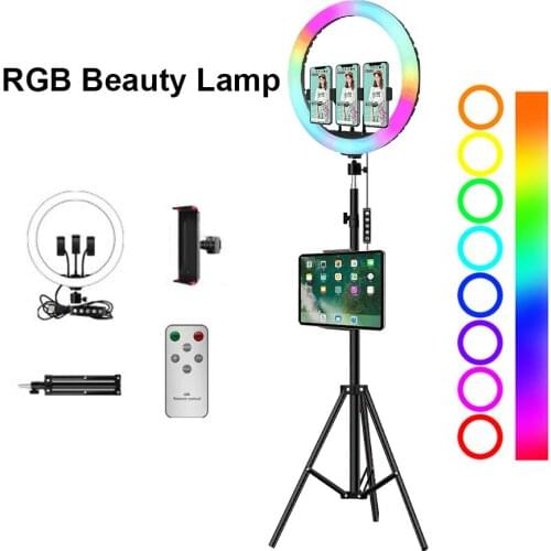12/13 inch LED RGB Selfie Ring Light Photography USB Dimmable With Tripod Youtuber Camera Video Studio Lighting Lamp Remote