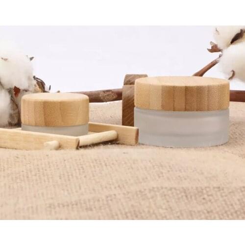Engraving logo 5g/15g/30g/50g CBD hemp Face cream Eye cream Frosted Glass Jar with Bamboo Lid cosmetic cream container luxury
