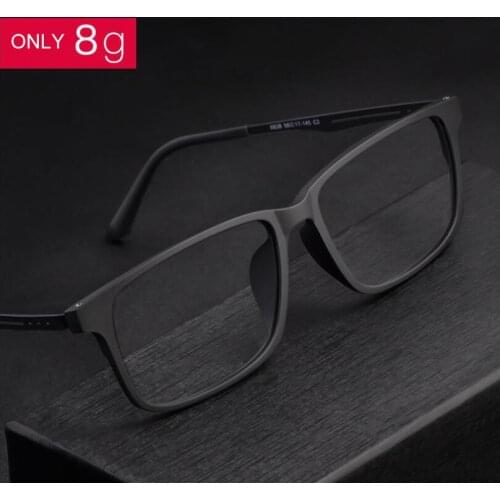 WIHODA Mens Pure Titanium+TR90 Full-Frame Glasses Frame ,Square Ultra-light Legs Elastic Paint Glass Frames for Myopia F8838