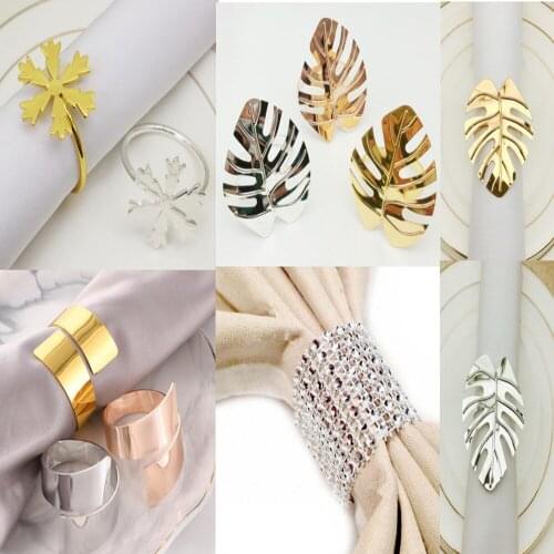 Napkin Rings Set Leaves Napkin Ring Holders Decorative Napkin Buckle Wedding Banquet Hotel Table Sipplies Table Decoration