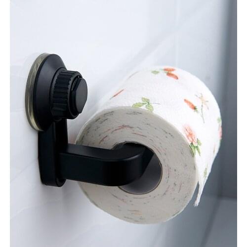 Punch-free Wall Mount Suction Cup Rack Kitchen Bathroom Storage Toilet Paper Towel Holder Moisture Proof Towel Accessories Wall