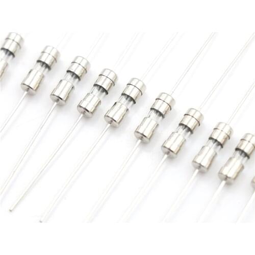 NEW 10Pcs/lot 3.6*10mm Double Iron Cap Axial Slow Glass Fuse With Lead Wire Mix Set 1A/1.5A/2A/3A/5A 250V